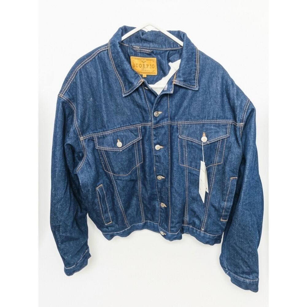 NWT Scorpio USA Seaclass Bull Rider Fleece Lined Denim Trucker Jacket Size L